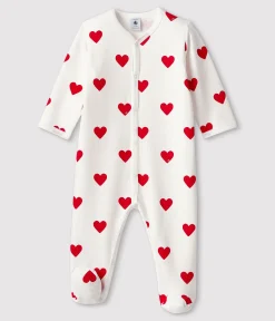 Petit Bateau Schlafanzüge, Strampler*Baby-Strampler aus Baumwolle mit roten Herzen weiss MARSHMALLOW/ROT TERKUIT