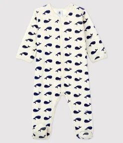 Petit Bateau Schlafanzüge, Strampler*Baby-Strampler aus Nicki beige MONTELIMAR/blau MEDIEVAL