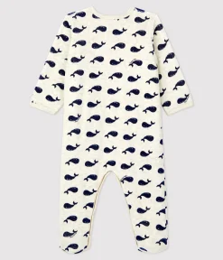 Petit Bateau Schlafanzüge, Strampler*Baby-Strampler aus Nicki beige MONTELIMAR/blau MEDIEVAL