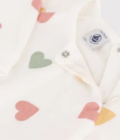 Petit Bateau Schlafanzüge, Strampler*Baby-Strampler aus Nicki mit mehrfarbigen Herzen weiss MARSHMALLOW/weiss MULTICO