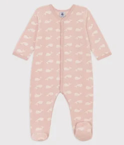 Petit Bateau Schlafanzüge, Strampler*Baby-Strampler aus Samt mit rosa Walmotiv SALINE/ MARSHMALLOW