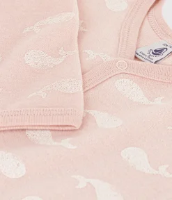 Petit Bateau Schlafanzüge, Strampler*Baby-Strampler aus Samt mit rosa Walmotiv SALINE/ MARSHMALLOW