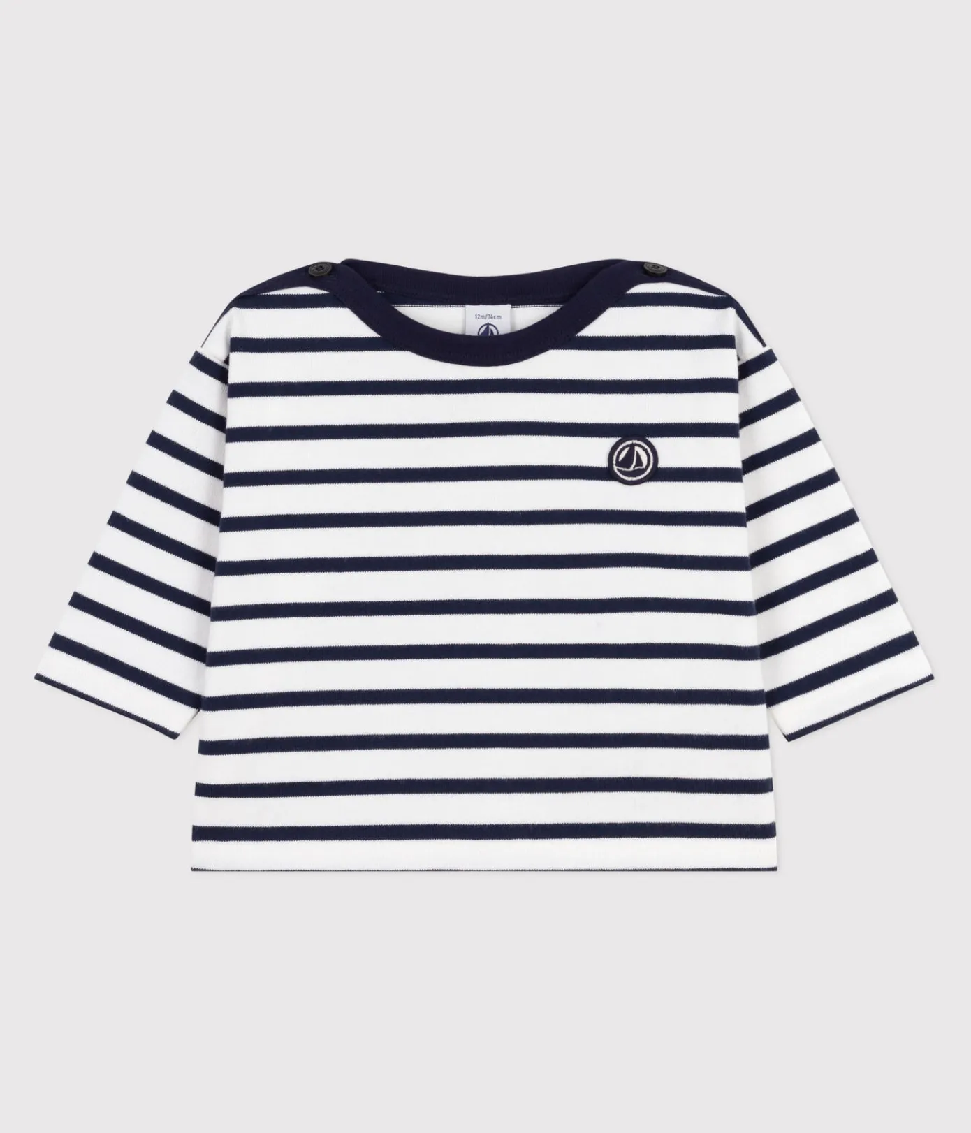 Petit Bateau Pullover, Cardigans*Baby-Streifenshirt aus Baumwolle weiss MARSHMALLOW/blau SMOKING