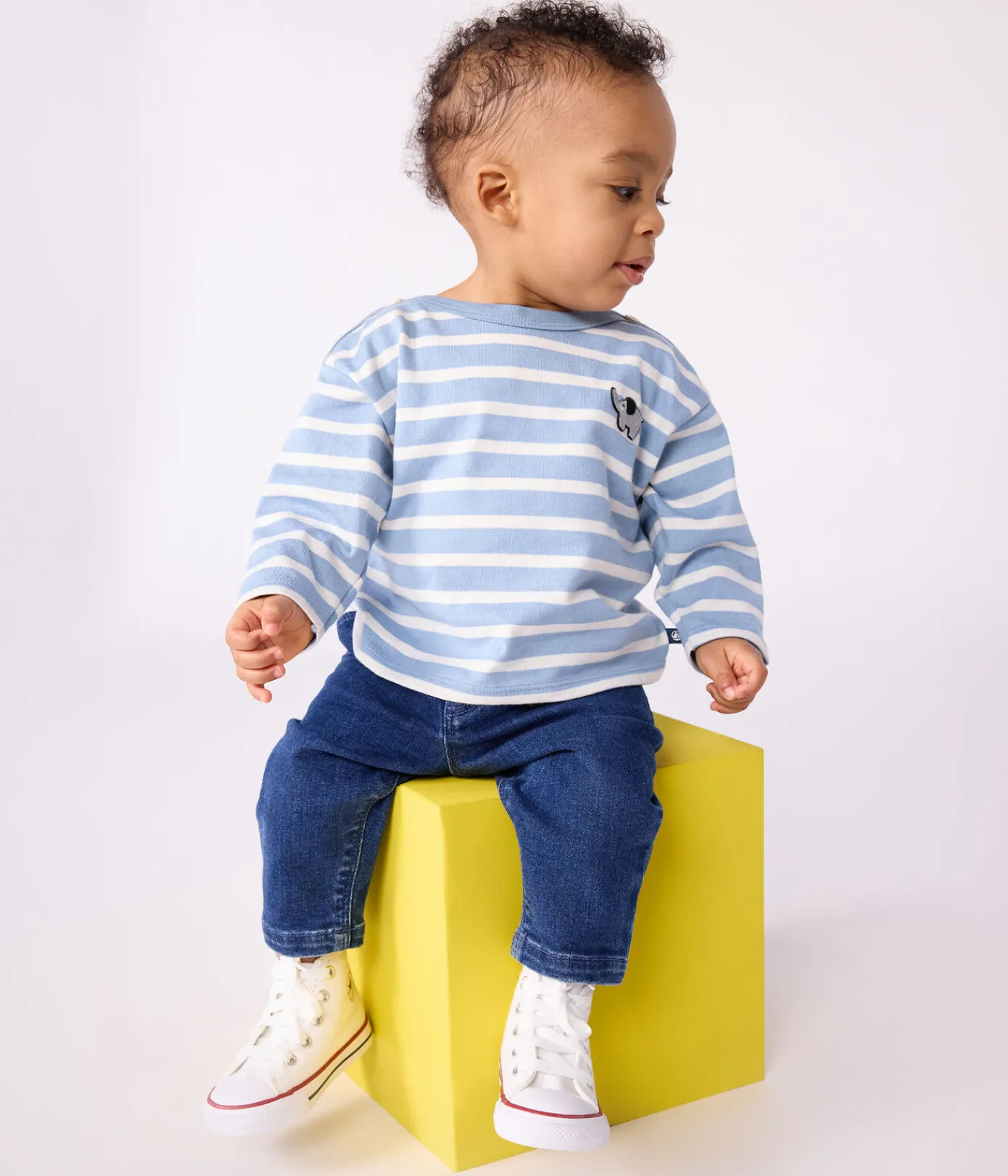 Petit Bateau Pullover, Cardigans*Baby-Streifenshirt aus Baumwolle blau ADRIATIC/ MILK