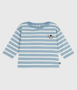 Petit Bateau Pullover, Cardigans*Baby-Streifenshirt aus Baumwolle blau ADRIATIC/ MILK