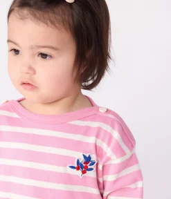 Petit Bateau Pullover, Cardigans*Baby-Streifenshirt aus Baumwolle rosa BOUDOIR/ MILK