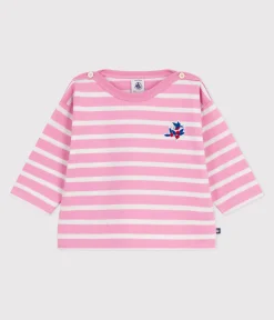 Petit Bateau Pullover, Cardigans*Baby-Streifenshirt aus Baumwolle rosa BOUDOIR/ MILK