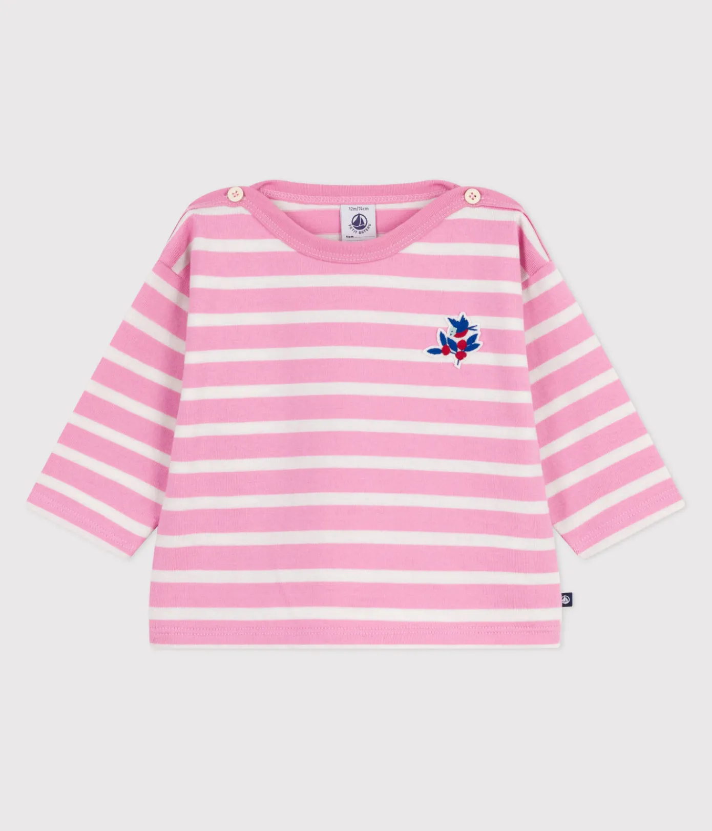 Petit Bateau Pullover, Cardigans*Baby-Streifenshirt aus Baumwolle rosa BOUDOIR/ MILK