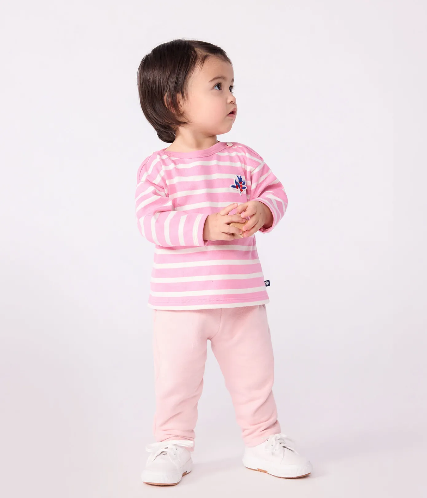 Petit Bateau Pullover, Cardigans*Baby-Streifenshirt aus Baumwolle rosa BOUDOIR/ MILK