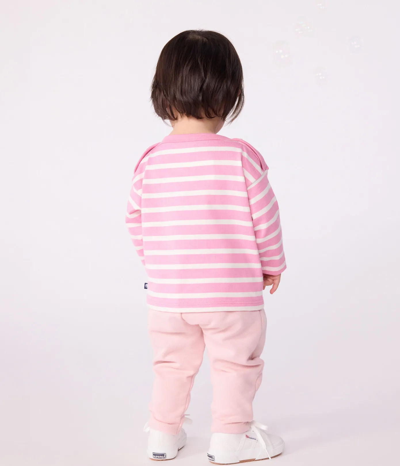 Petit Bateau Pullover, Cardigans*Baby-Streifenshirt aus Baumwolle rosa BOUDOIR/ MILK