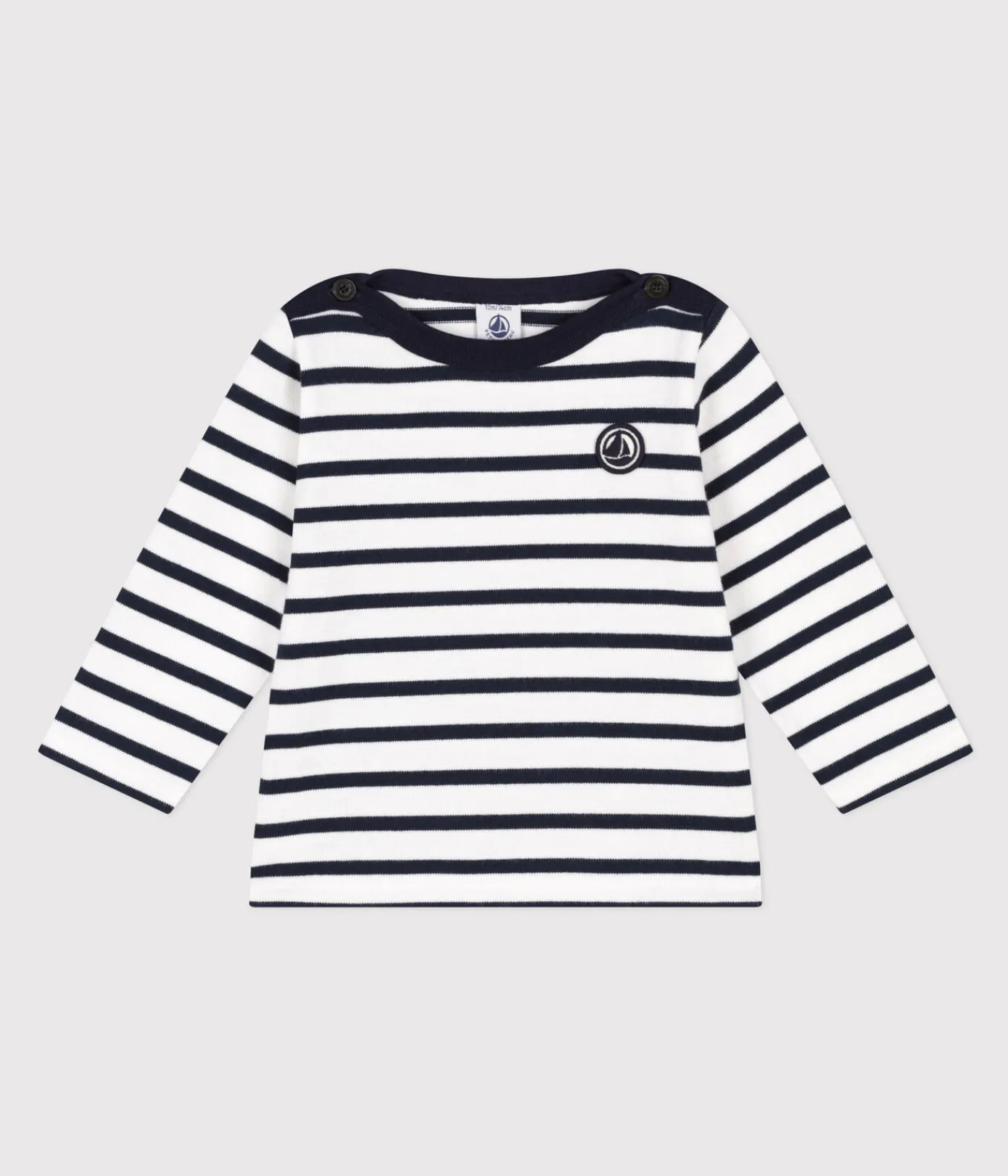 Petit Bateau Pullover, Cardigans*Baby-Streifenshirt aus dickem Jersey weiss MARSHMALLOW/blau SMOKING