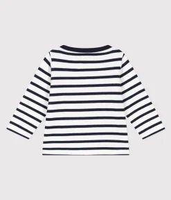 Petit Bateau Pullover, Cardigans*Baby-Streifenshirt aus dickem Jersey weiss MARSHMALLOW/blau SMOKING