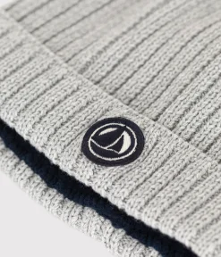 Petit Bateau Accessoires, Sonnenhüte, Caps*Baby-Strickmütze mit Fleece-Futter grau CHATON CHINE