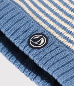 Petit Bateau Accessoires, Sonnenhüte, Caps*Baby-Strickmütze mit Fleece-Futter blau BEACH/ AVALANCHE