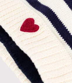 Petit Bateau Accessoires, Sonnenhüte, Caps*Baby-Strickmütze mit Streifen und Fleece-Futter blau MARSHMALLOW/ SOIR
