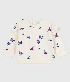 Petit Bateau Pullover, Cardigans*Baby-Sweatshirt aus Baumwolle mit Beerenmotiv und Volants MILK/ MULTICO