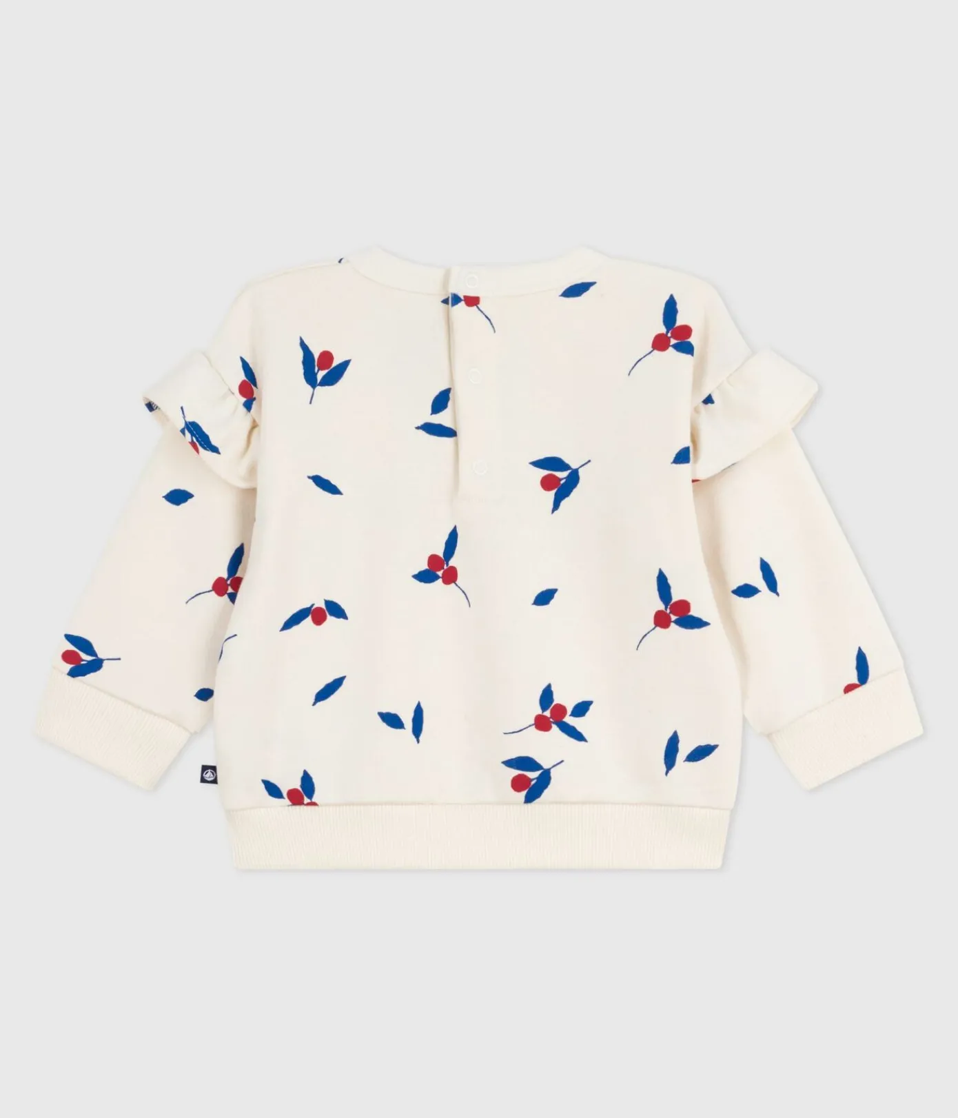 Petit Bateau Pullover, Cardigans*Baby-Sweatshirt aus Baumwolle mit Beerenmotiv und Volants MILK/ MULTICO