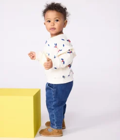 Petit Bateau Pullover, Cardigans*Baby-Sweatshirt aus Baumwolle mit Beerenmotiv und Volants MILK/ MULTICO