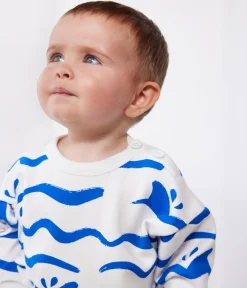Petit Bateau Pullover, Cardigans*Baby-Sweatshirt aus Baumwolle mit Hai-Motiv blau MARSHMALLOW/ PORCELANA