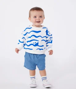 Petit Bateau Pullover, Cardigans*Baby-Sweatshirt aus Baumwolle mit Hai-Motiv blau MARSHMALLOW/ PORCELANA