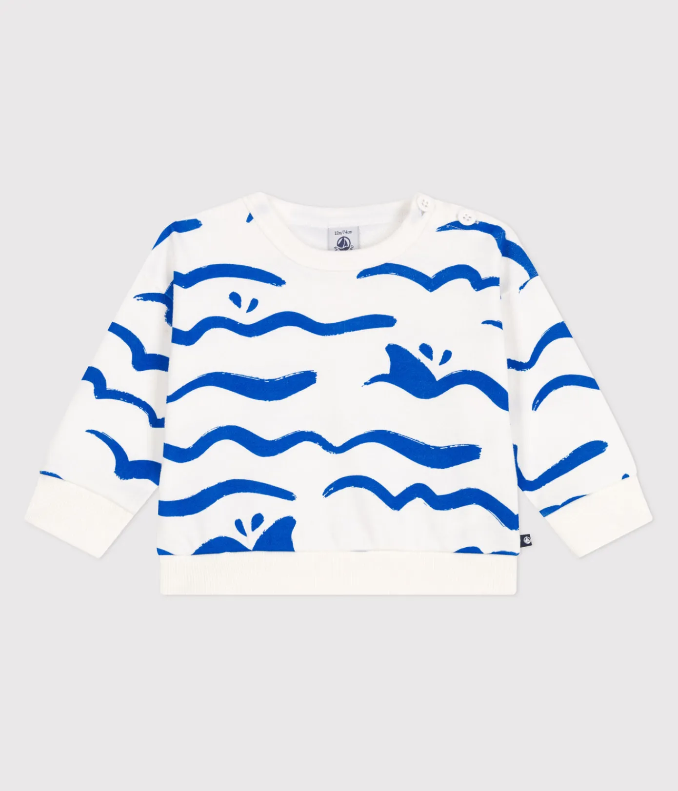 Petit Bateau Pullover, Cardigans*Baby-Sweatshirt aus Baumwolle mit Hai-Motiv blau MARSHMALLOW/ PORCELANA