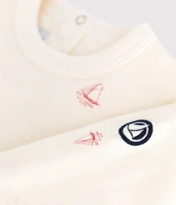 Petit Bateau Pullover, Cardigans*Baby-Sweatshirt aus Baumwolle mit Schiff-Motiv im Vintage-Stil ROT MILK/ POMPEI