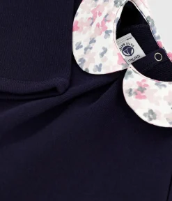 Petit Bateau Pullover, Cardigans*Baby-Sweatshirt aus einfarbiger Baumwolle mit gemustertem Kragen SOIR