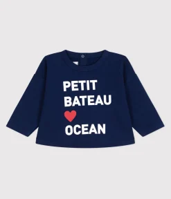 Petit Bateau Pullover, Cardigans*Baby-Sweatshirt aus einfarbiger Baumwolle blau MEDIEVAL