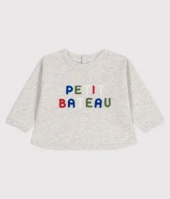 Petit Bateau Pullover, Cardigans*Baby-Sweatshirt aus einfarbiger Baumwolle grau BELUGA CHINE