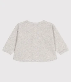 Petit Bateau Pullover, Cardigans*Baby-Sweatshirt aus einfarbiger Baumwolle grau BELUGA CHINE