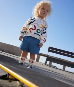 Petit Bateau Pullover, Cardigans*Baby-Sweatshirt aus leichtem Molton weiss MARSHMALLOW/weiss MULTICO