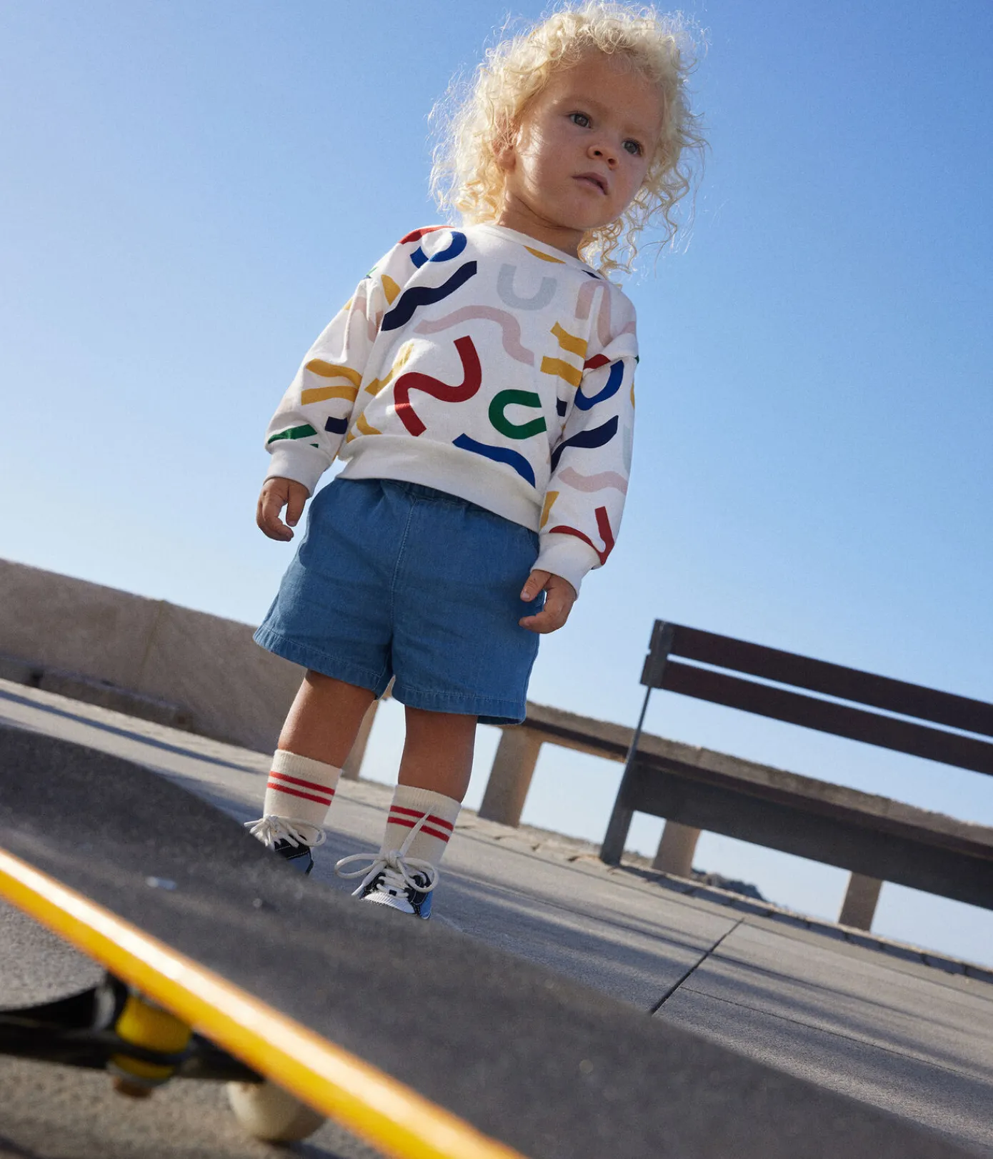 Petit Bateau Pullover, Cardigans*Baby-Sweatshirt aus leichtem Molton weiss MARSHMALLOW/weiss MULTICO