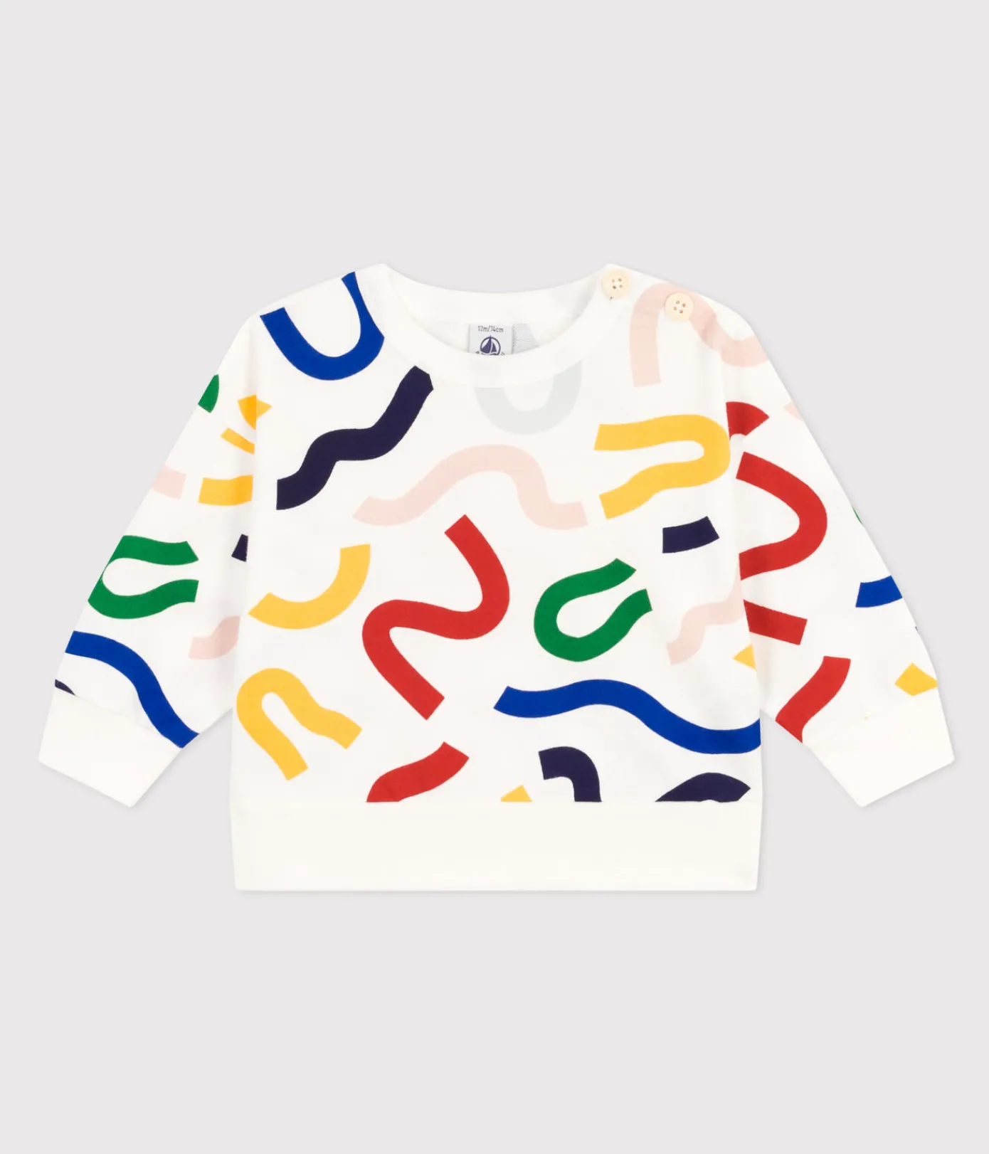 Petit Bateau Pullover, Cardigans*Baby-Sweatshirt aus leichtem Molton weiss MARSHMALLOW/weiss MULTICO