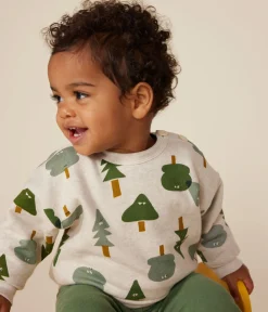 Petit Bateau Pullover, Cardigans*Baby-Sweatshirt aus Molton beige MONTELIMAR/weiss MULTICO