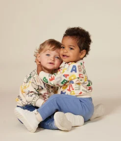Petit Bateau Pullover, Cardigans*Baby-Sweatshirt aus Molton weiss AVALANCHE/ MULTICO