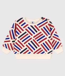 Petit Bateau Pullover, Cardigans*Baby-Sweatshirt aus Molton mit Printgrafik für Jungen weiss AVALANCHE/ MULTICO