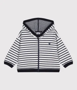 Petit Bateau Pullover, Cardigans*Baby-Sweatshirt mit Kapuze weiss MARSHMALLOW/blau SMOKING
