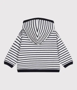 Petit Bateau Pullover, Cardigans*Baby-Sweatshirt mit Kapuze weiss MARSHMALLOW/blau SMOKING