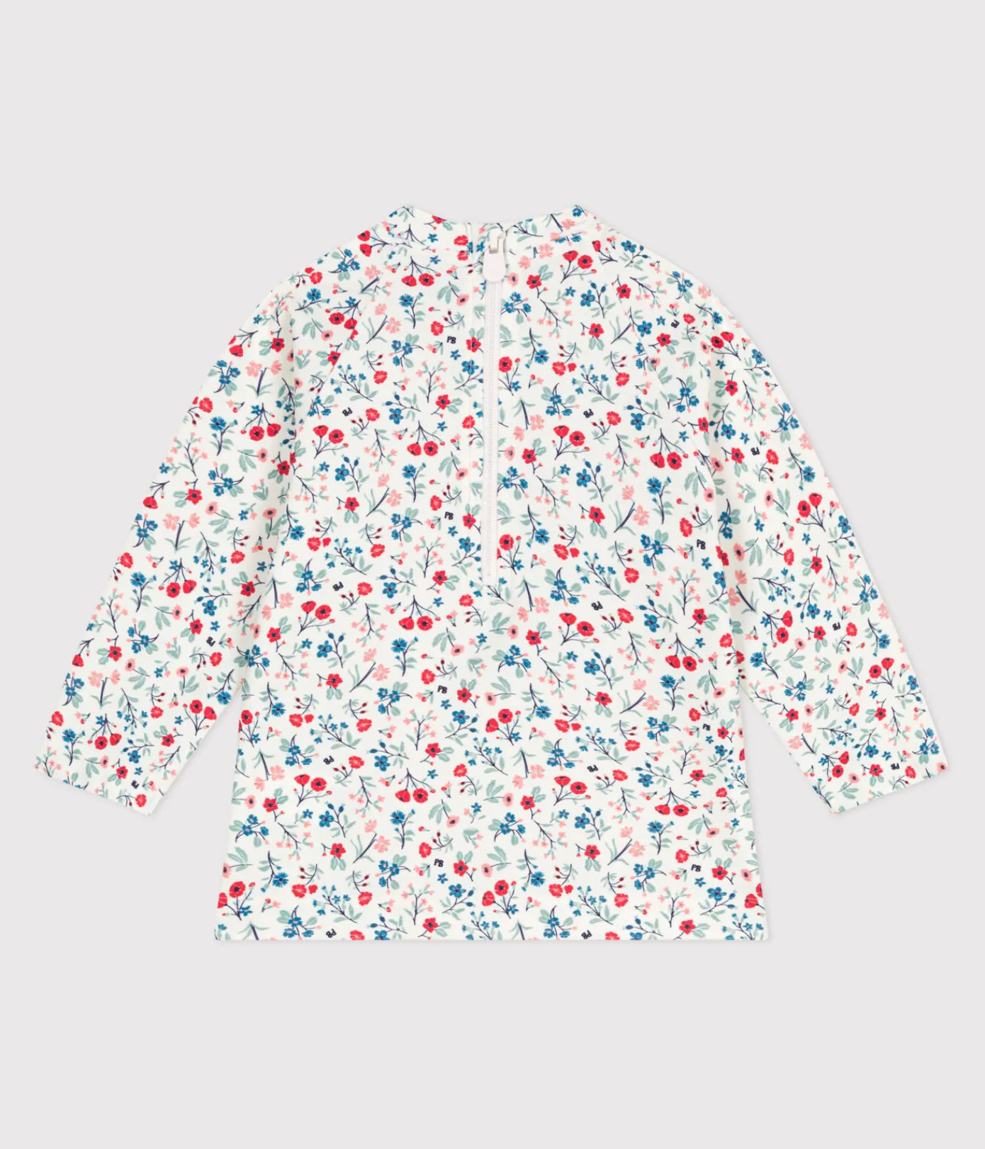 Petit Bateau Bademode, Uv-Kleidung*Baby-T-Shirt mit UV-Schutz, Blumenmuster weiss MARSHMALLOW/weiss MULTICO