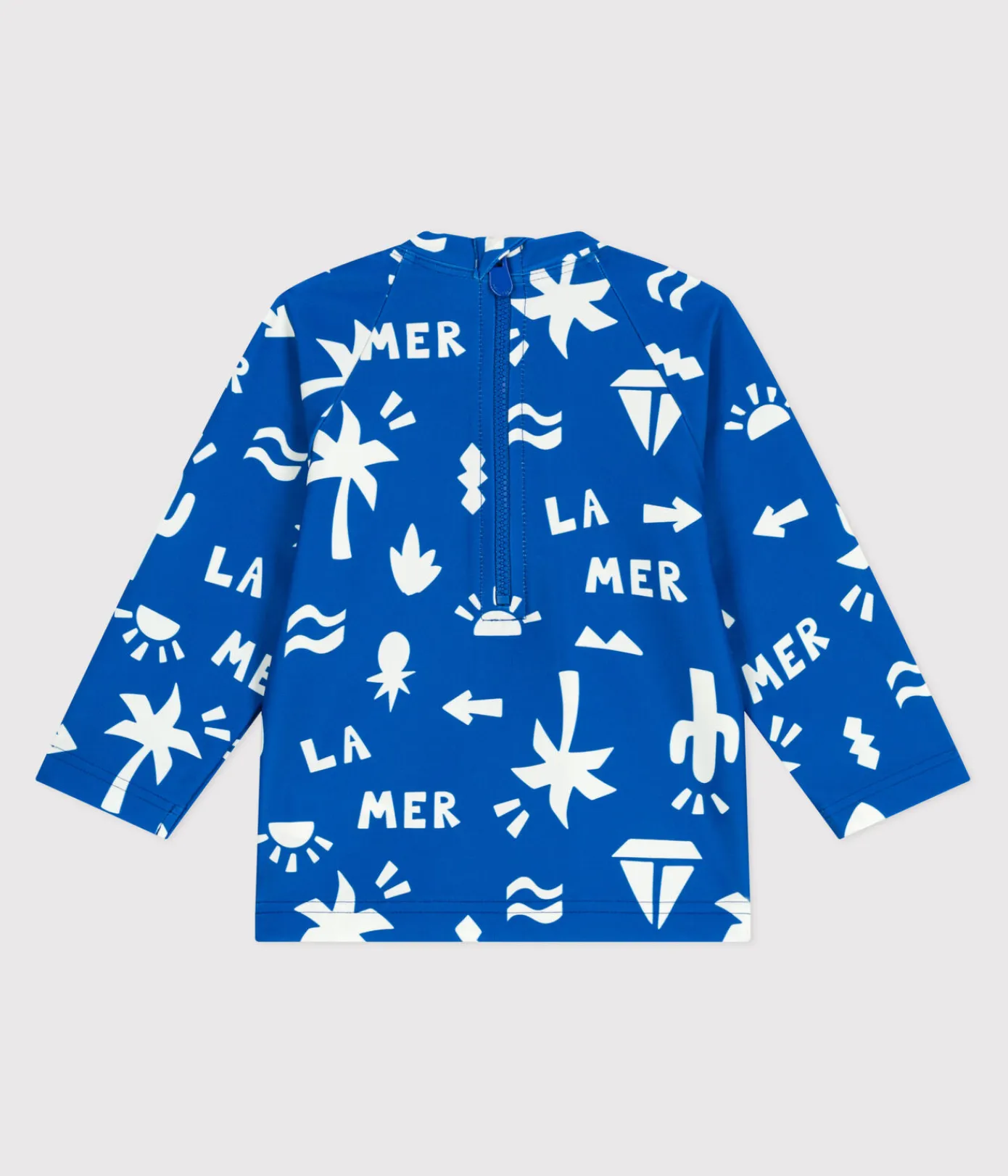 Petit Bateau Bademode, Uv-Kleidung*Baby-T-Shirt mit UV-Schutz, Strandmotive blau PORCELANA/ MARSHMALLOW