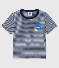 Petit Bateau T-Shirts, Oberteile*Baby-T-Shirt × Water Family blau MEDIEVAL/weiss MARSHMALLOW