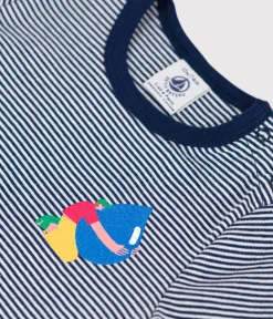 Petit Bateau T-Shirts, Oberteile*Baby-T-Shirt × Water Family blau MEDIEVAL/weiss MARSHMALLOW