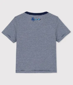 Petit Bateau T-Shirts, Oberteile*Baby-T-Shirt × Water Family blau MEDIEVAL/weiss MARSHMALLOW