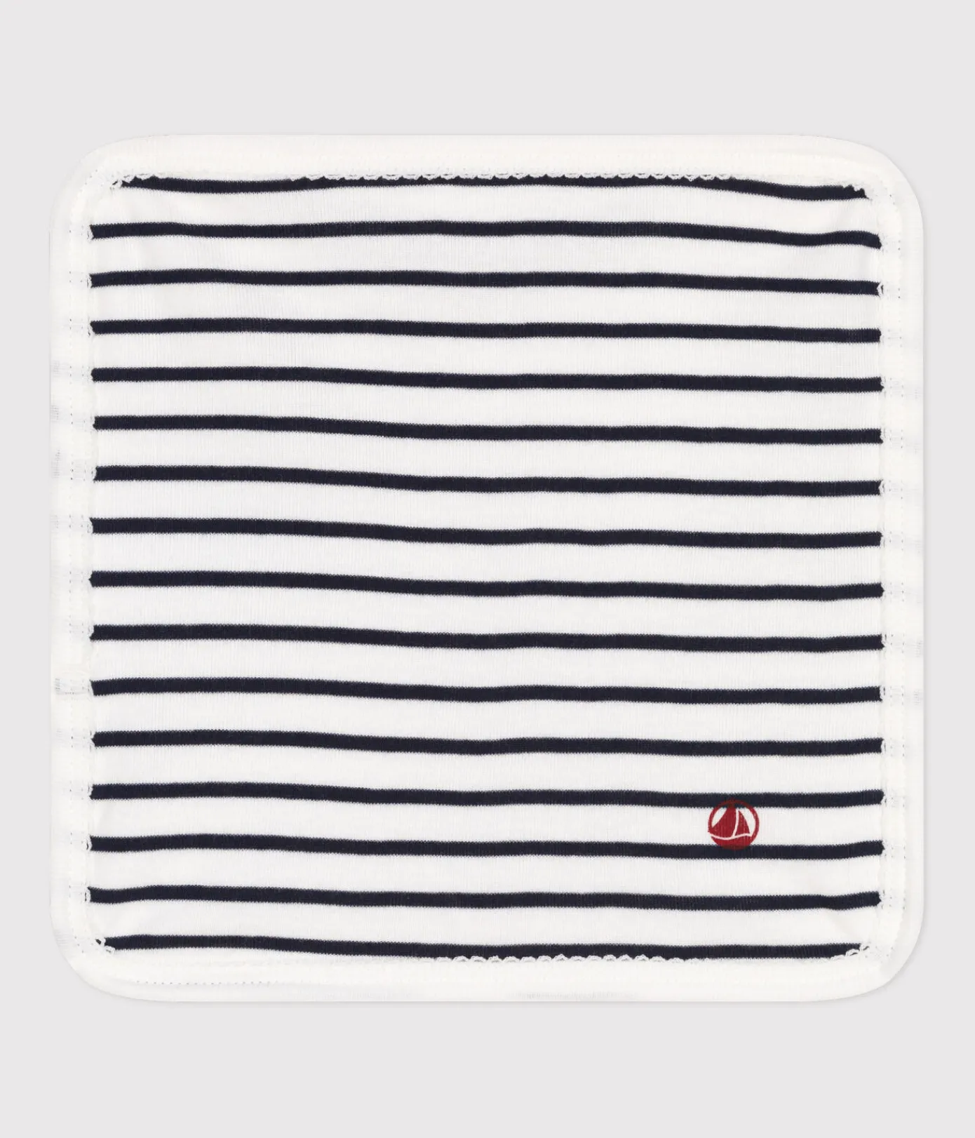 Petit Bateau Newborn*Baby-Waschlappen aus Baumwolle und Frottee mit Streifen weiss MARSHMALLOW/blau SMOKING
