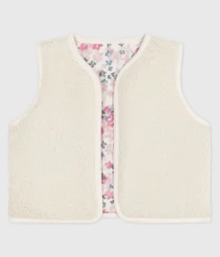 Petit Bateau Pullover, Cardigans*Baby-Weste aus Baumwoll-Popeline und Sherpa mit Muster MILK/ MULTICO