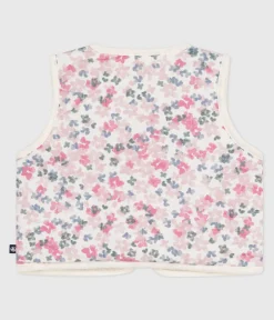 Petit Bateau Pullover, Cardigans*Baby-Weste aus Baumwoll-Popeline und Sherpa mit Muster MILK/ MULTICO