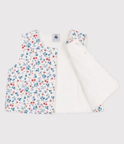 Petit Bateau Pullover, Cardigans*Baby-Weste aus Popeline mit Blumenmuster weiss MARSHMALLOW/weiss MULTICO