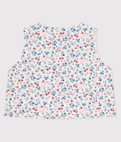 Petit Bateau Pullover, Cardigans*Baby-Weste aus Popeline mit Blumenmuster weiss MARSHMALLOW/weiss MULTICO