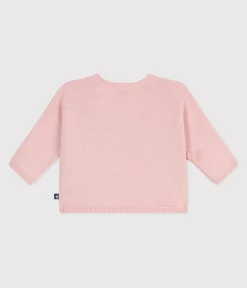 Petit Bateau Pullover, Cardigans|Newborn*Baby-Wickeljacke aus Woll- und Baumwollstrick mit Lochmuster rosa JOLI