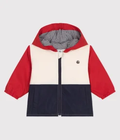 Petit Bateau Jacken, Anoraks*Baby-Windjacke mit Colorblock und Ringelstreifen-Futter ROT AURORA/ MULTICO
